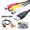 USB VHS To DVD DVR RCA USB-A Male To 3RCA Female/Male Jack Splitter Adapter Audio Video AV Composite Cable for USB-enabled TV PC 5