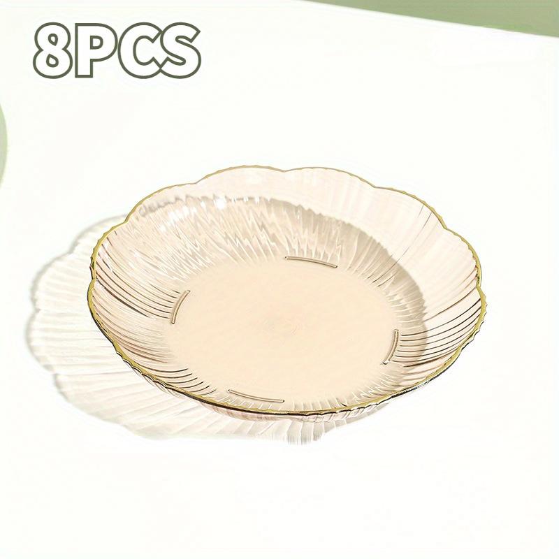 Salad Trays Clear Fruit Tray Golden Edge Stack Able Snack Platter Unbreakable Round Storage Salad Dessert Organizer Display Tray