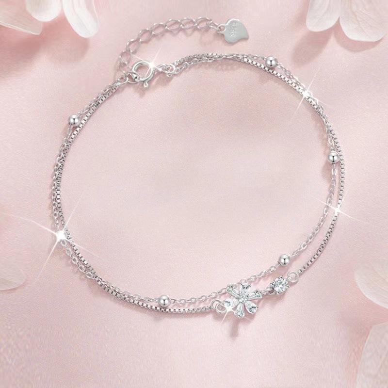 Cherry Blossom Double Bracelet Female Dream Romantic Zircon Flower Jewelry