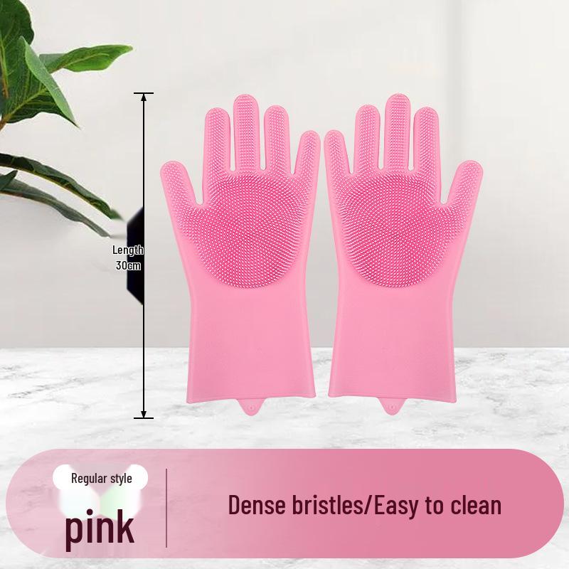 Silicone Dishwashing & Pet Care Gloves: Anti-Scratch, Thickened, Multi-Use, Extended Design