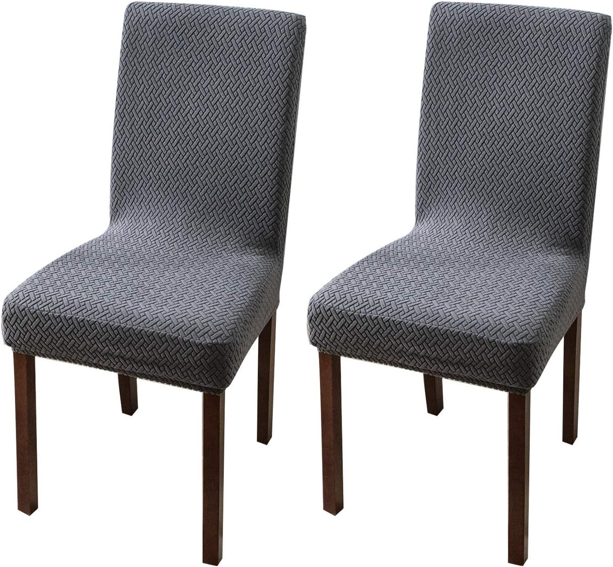 

Jacquard Chair Covers for Dining Room Set of Stretch Slipcovers for Kitchen Parsons Chairs Elastic Soft Fabric Wedding 2pcs темно серый