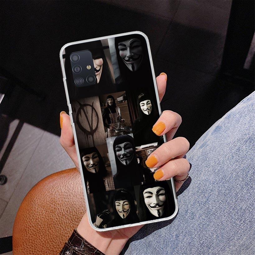 Anonymous V Mask Phone Case For Samsung Galaxy A52 A32 A22 A12 A51 A31 A50S A30S A20S A10S Note 20 Ultra 10 Plus S10 A72 A71 Gal