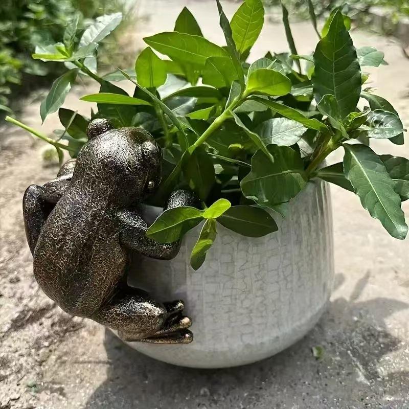 Frog Figurine Resin Frog Statue Flower Pot Hanger Ornaments Planter Creative Pendants Crafts Sculpture For Home Courtyard Decora