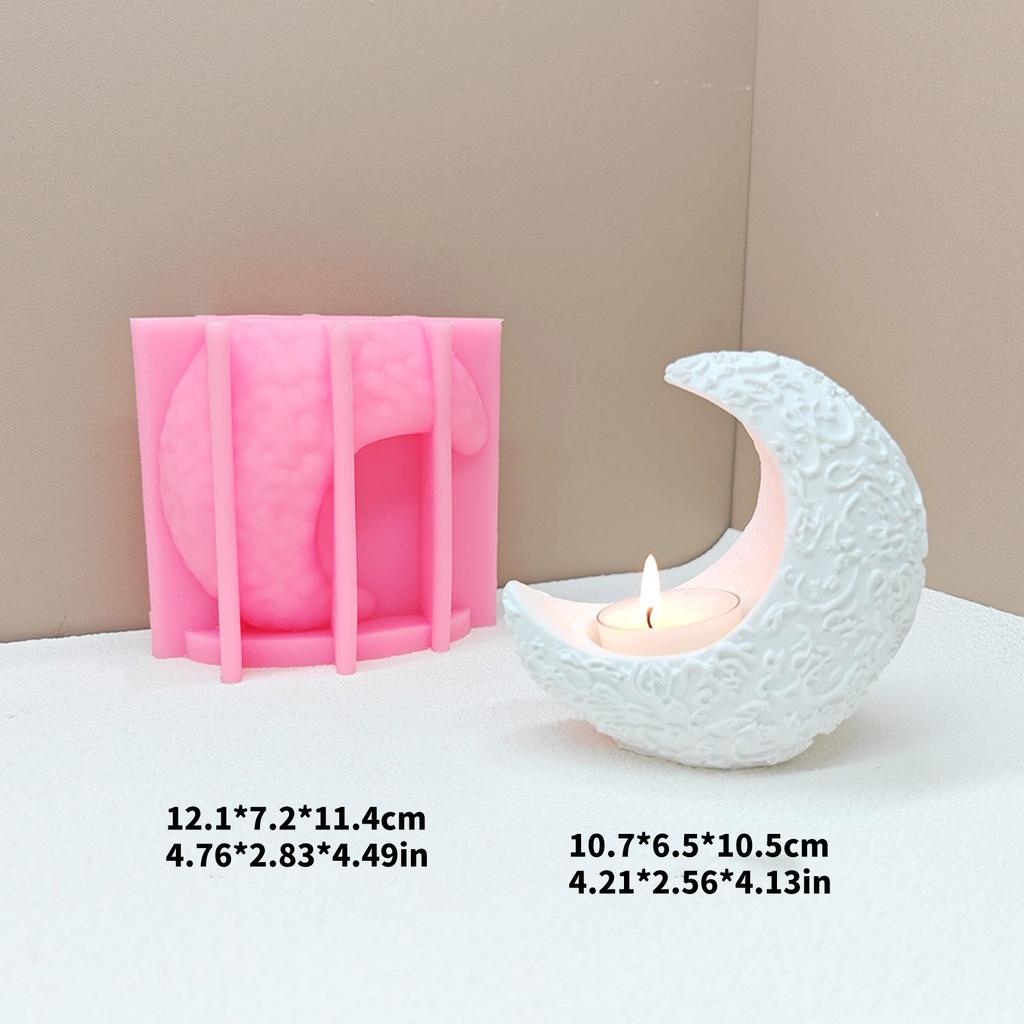 Moon Silicone Candle Stand Molds Epoxy Resin Silicone Molds for Making Tealight Holder Candle Stand Home Decoration