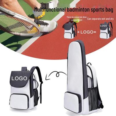 Mehrzweck Sport- und Fitness-Rucksack mit Schuhfach, personalisiertem Logo und Trocken-/Nassfach. Ideal für Tennis und Badminton.