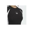 Adidas Originály Ss24 Žerzejové šaty s krátkým rukávem Pruhovaný barevný blok Sportovní Slim střih Dámské šaty Černé JD1135