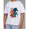 Crewneck T Shirt White Year of The Horse Three Colorful Horses and Stars Print Casual Wear for Men and Women