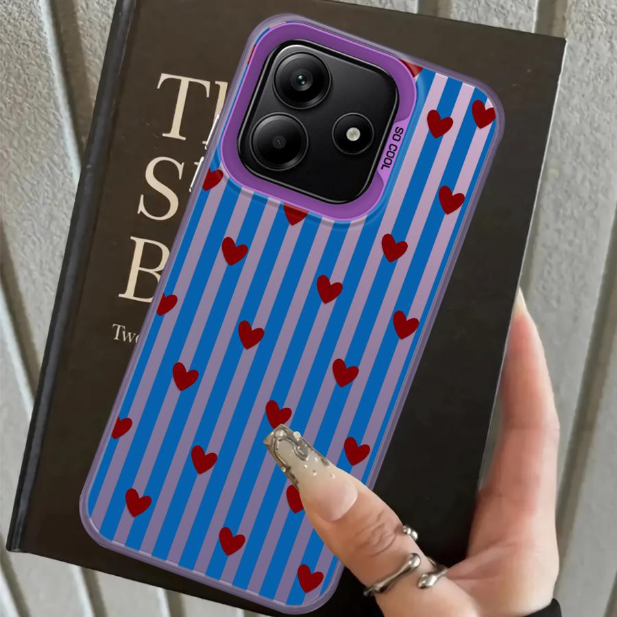 Back Phone Cover Case for Xiaomi Redmi Note 14 11 12 Pro 12s Note 13 Pro Plus 11s Stripe Love Heart