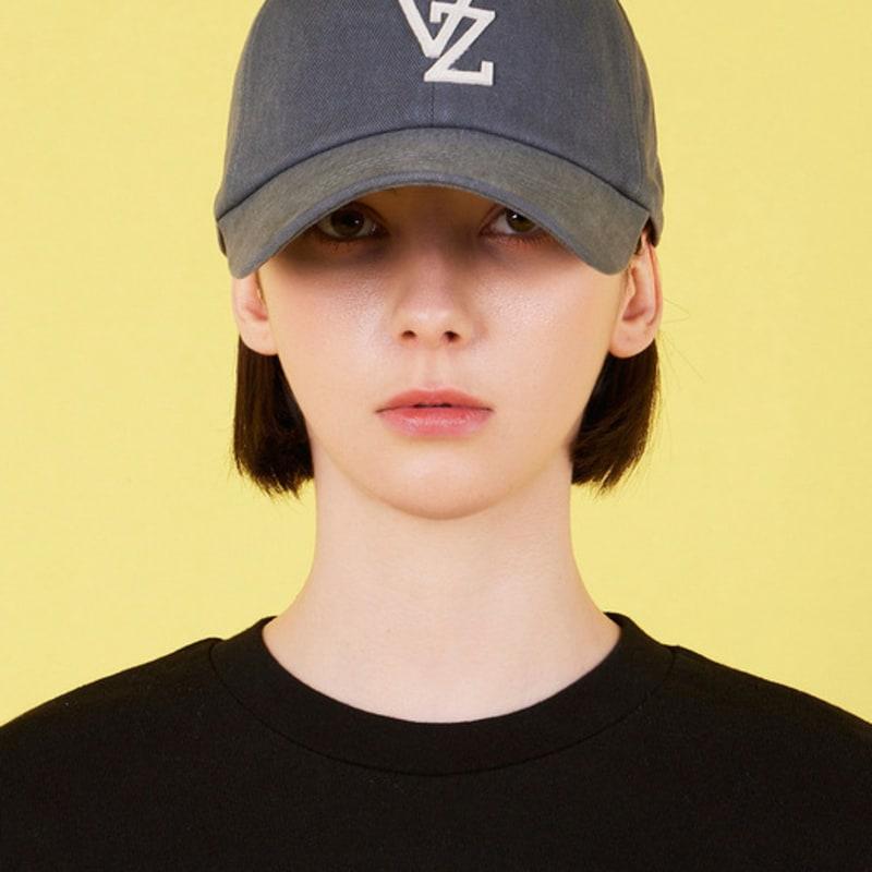 

VARZAR Monogram Applique Overfit Washed Ball Cap Charcoal FREE