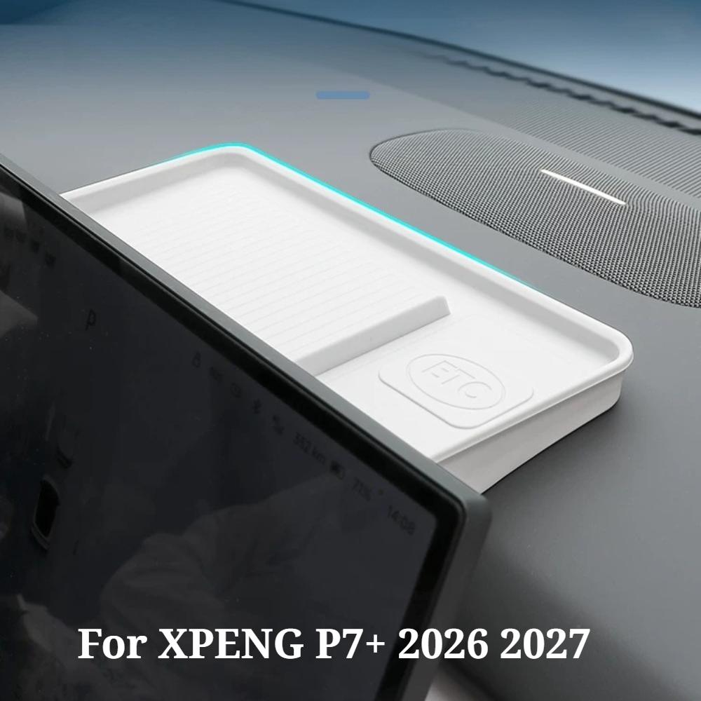 For XPENG P7+ 2026 2027 Car Styling Behind Screen Storage Box Tissue Holders ETC Organizer Tray Interior Durable Pro Accessories