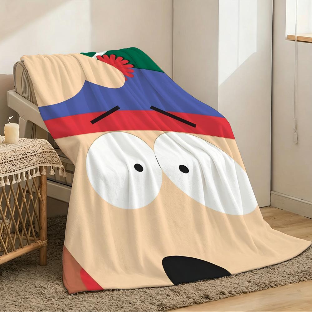S-South Cartoon Park Throw Lightweight 240g Flannel Blanket Soft Skin-friendly for Summer Cooling