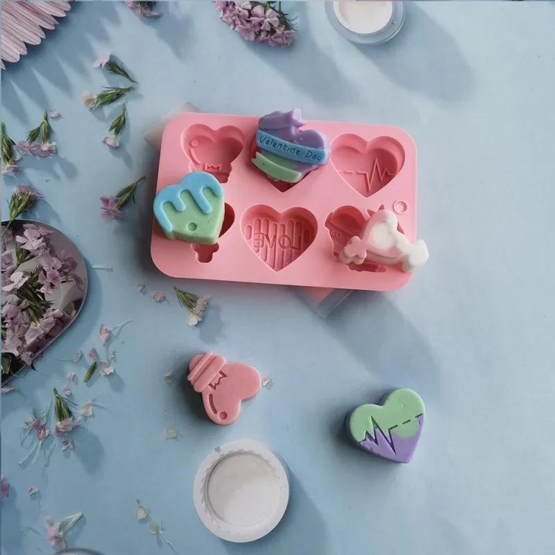 Angel Love Heart Shaped Silicone Chocolate Mold Cake Baking Tools Handmade Soap Candle Mould Valentine's Day Decorative Gift