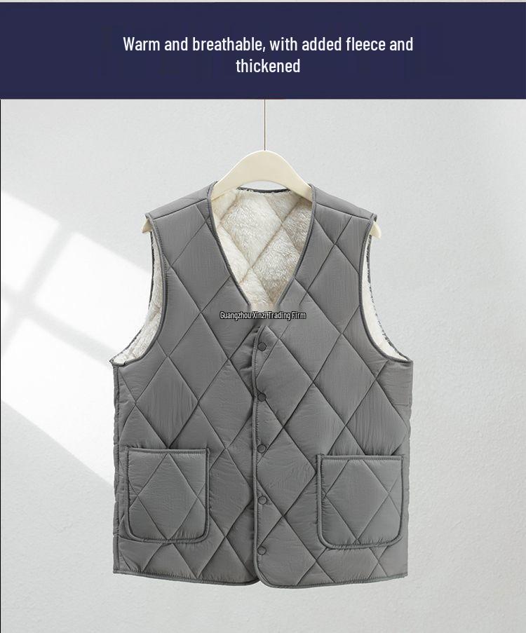 Men's Plus Size Lambswool Cotton Jacket - Autumn Winter Warm, Velvet-Lined, Thick, Short Collar, Loose Fit, Versatile Design
