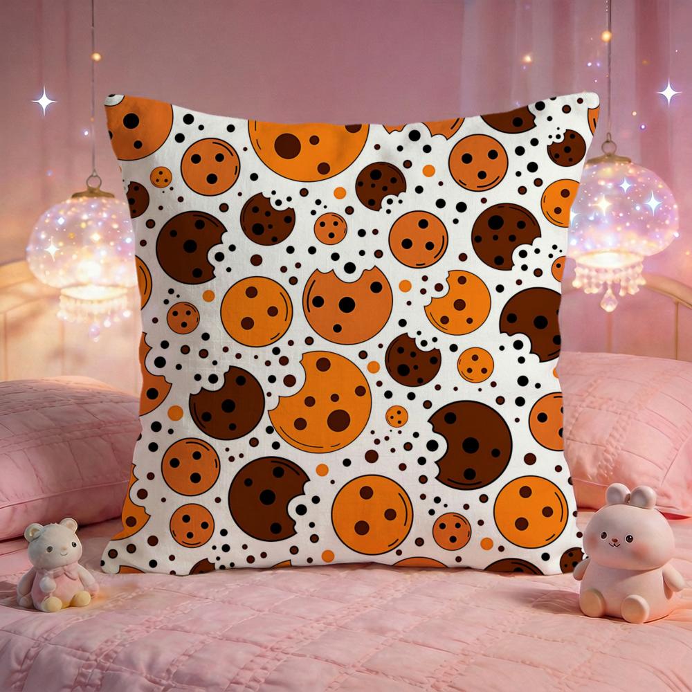 Sweet Cookie Pattern Cushion Cover Premium Comfort Reversible Pillow Cove Two in One Design for Any Room Car Interior