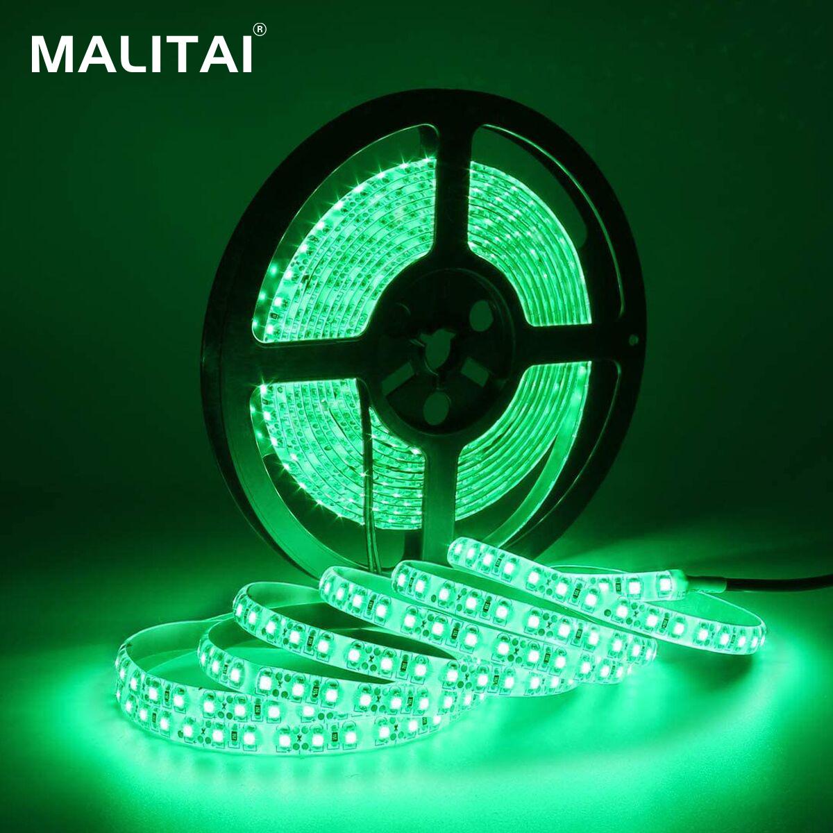 

MALITAI 16.4FT 5M SMD 5050 Водонепроницаемый 300 светодиодных зеленых полос света Гибкая лента Светодиодная лента освещения DC12V 3A Источник питания
