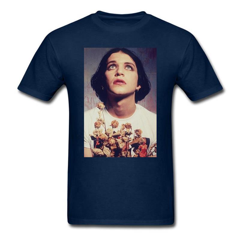 Placebo Brian Molko Con Flores Negro Para Moda D Camisetas Verano Mujer