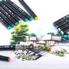 48Colors Alcohol Based Marker Pen Set Dual Tip Double Head Black Barrel Drawing Painting for Kids School Supplies Design