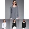 Simple Solid Color Off Shoulder Design Women Long Sleeved Top For Fall Comfort