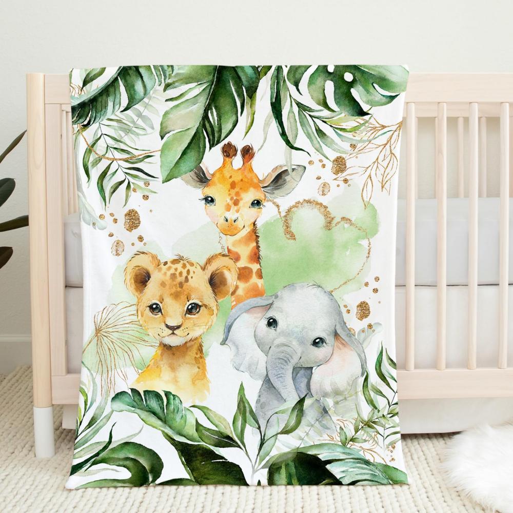 VIKAMA Healing Jungle Cuddly Animal Blanket Soft to the touch machine washable shed-free Creates a playful sleep environment 75X95CM