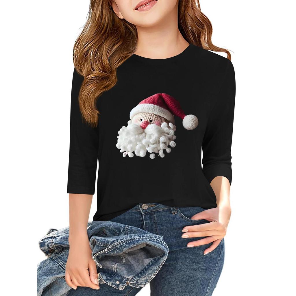 Children's 3/4 Sleeve Independence Day Printed Round Neck Casual T-shirt