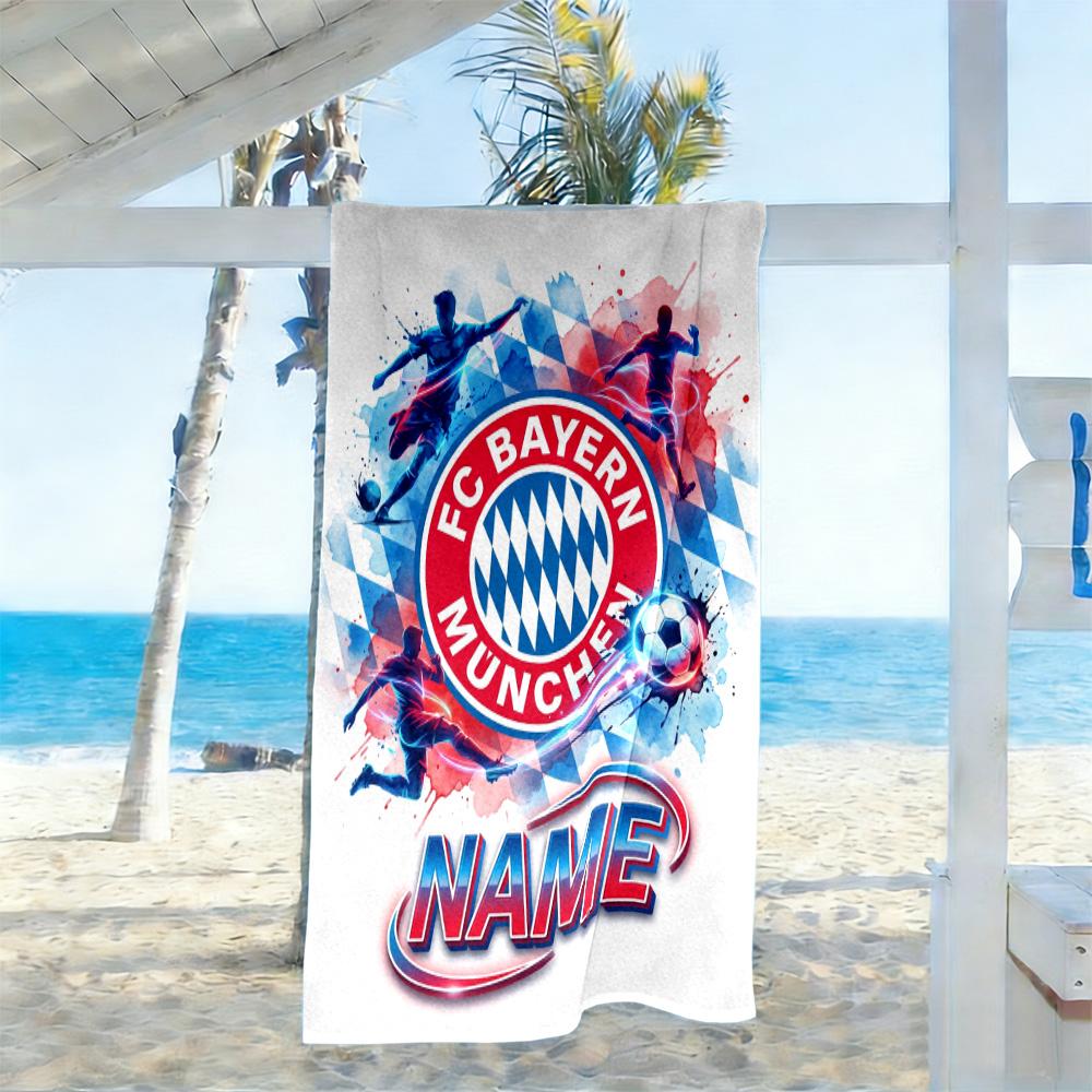 Bayern Munich Fan Gear Personalized Text Beach Towel Super Soft Microfiber Quickdry Fabric Perfect for Traveling Yoga Camping and Swimming