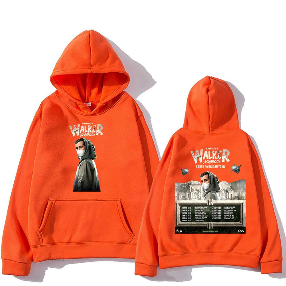 

Alan-Walker World North American Tour 2025 Толстовки для чоловіків/жінок, зручні флісові унісекс, вуличні топи в стилі хіп-хоп L помаранчевий