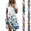 Ladies Casual Fashion Stand Collar Floral Print Short Sleeve Dress