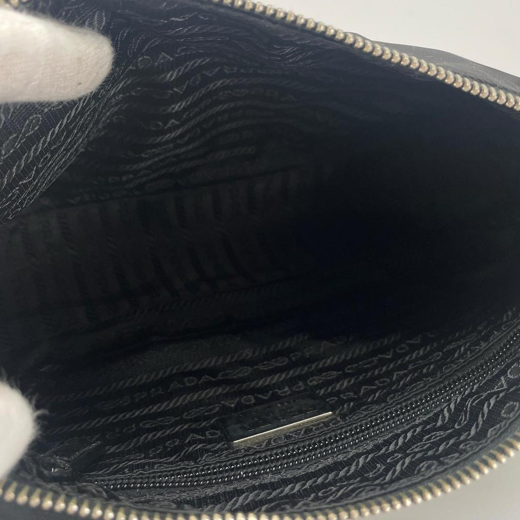 PRADA Hobo Triangle Logo Shoulder Bag black Women One Belt Pack used
