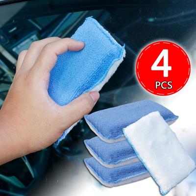 Mikrofaser Auto Reinigungsschwamm Mikrofaser Detailing Waschpad Doppelseitige Imitatwollschwämme Autowäsche Wischtuch Applikatorpads