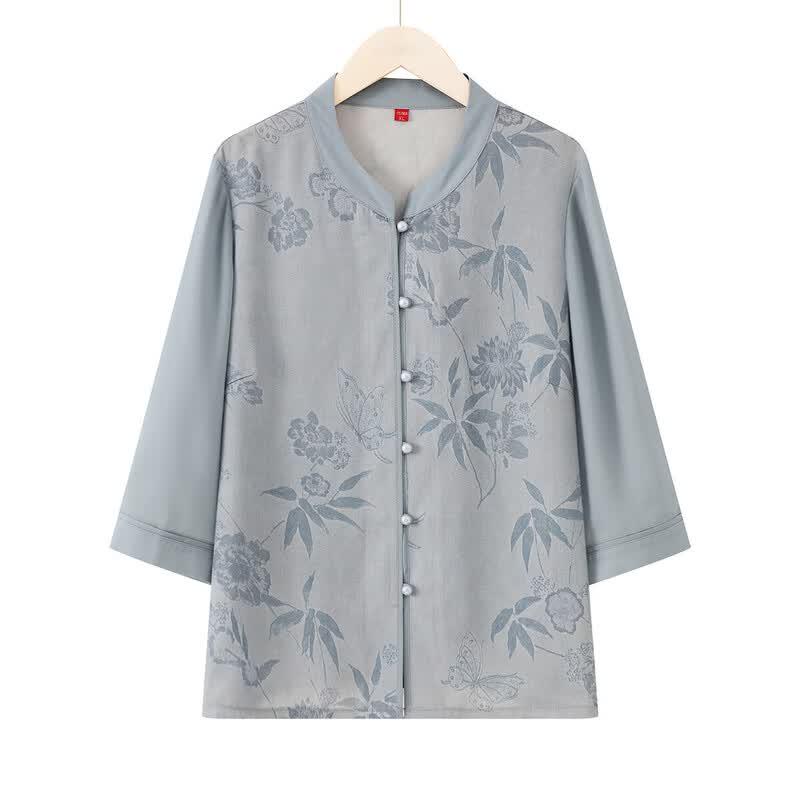 YUZHAOLIN Women s Stand Collar Three-Quarter Sleeve Shirt XXL