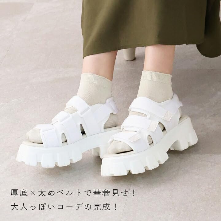 Vivian Damen Plateau-Sportsandalen mit Profilsohle und Klettverschluss, Weiß, Größe S (22,0-22,5), V40003SM