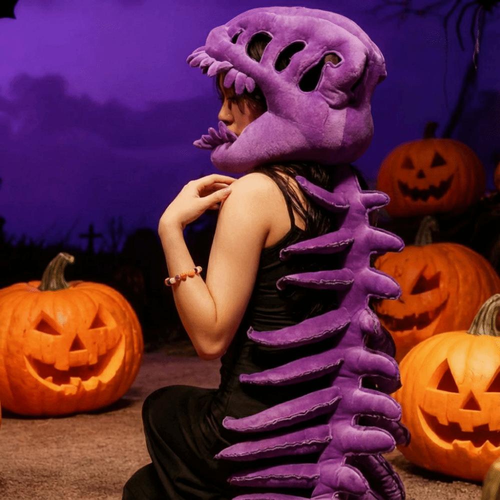 Soft Dino Plush Hat 3D Design Stuffed Animal Bone Set Dinosaur Skeleton Headgear  Sofa Lounging