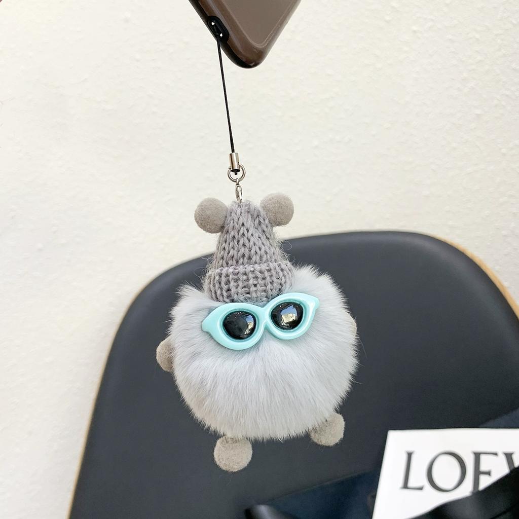 Real Rex Rabbit Hair Coal Ball Elf Ins Internet Celebrity Cute Bag Pendant Plush Doll Car Keychain Pendant