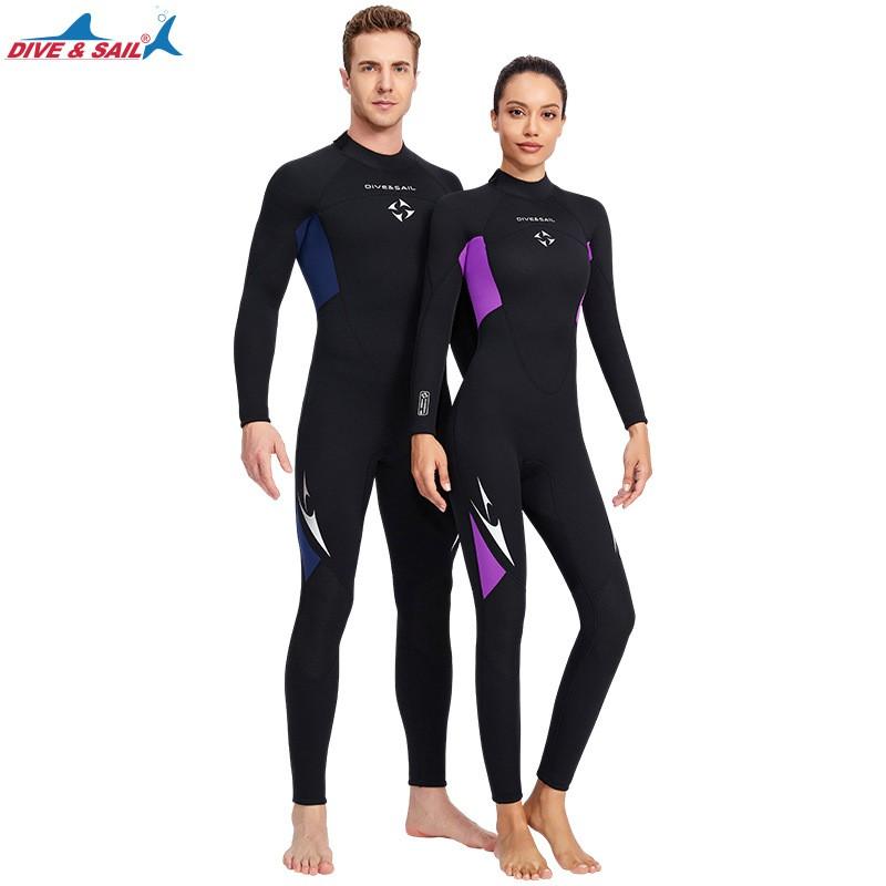 3MM Diving Suit Women's One-piece Long-sleeved Cold-proof Men's Snorkeling Surfing Swimming Warm Wet