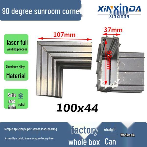Sunroom Quick-Install Aluminum Alloy Square Tube Connector for Awnings