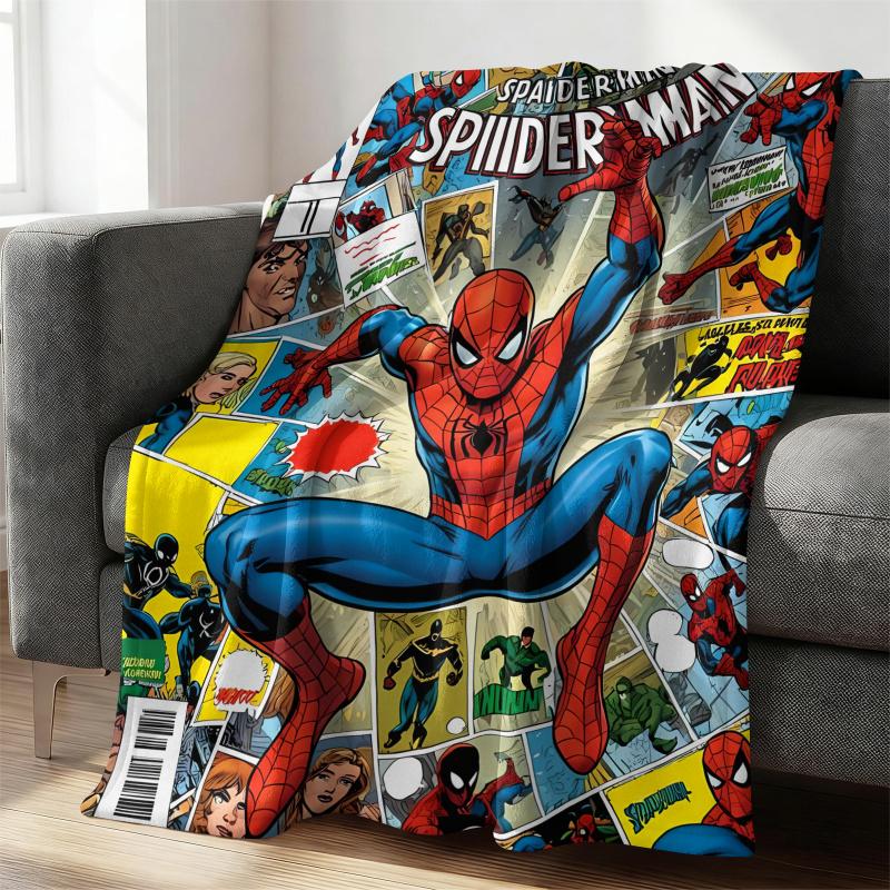 Retro Comic Spider-Man Flannel Blanket Soft Warm Fluffy Lightweight Throw Sofa Couch Bed Cover Nap Shawl Teens Man Cave Decor