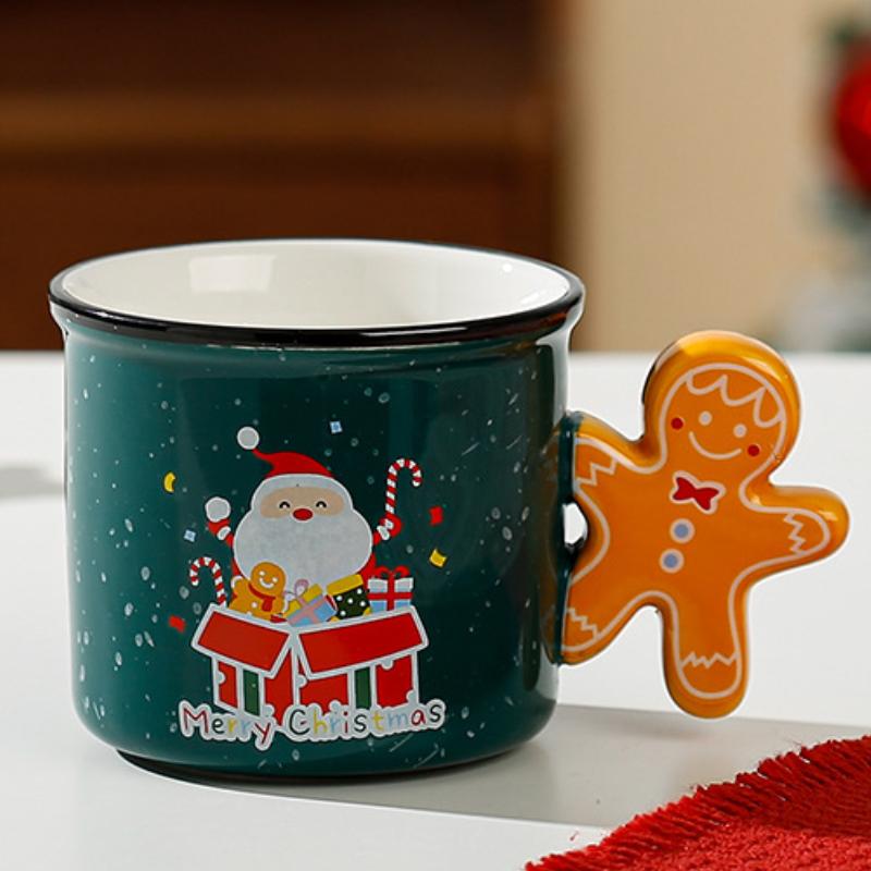 Happy Christmas Cute Cartoon Mug Creative Christmas Gingerbread Ceramic Cup Home Couple Water Cup