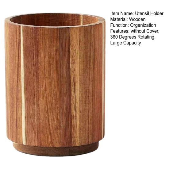 Dřevěný držák na náčiní 360 stupňů otočný kuchyňský organizér na pracovní desku velká kapacita stěrka lžíce kuchyňské náčiní nádoba na náčiní