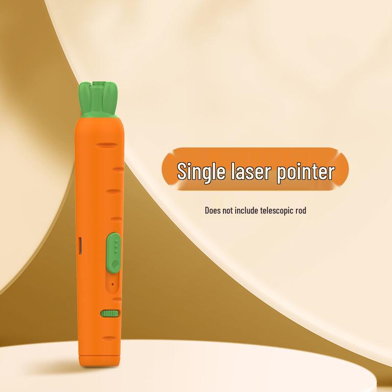 Cat Toy - Carrot Laser Teaser Stick with Feather & Bell