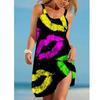 Sunflower Print Beach Dress Women Boho Sexy Strap Mini Dress Summer Floral Party Dresses Sleeveless Hem Sundress Camisole Short