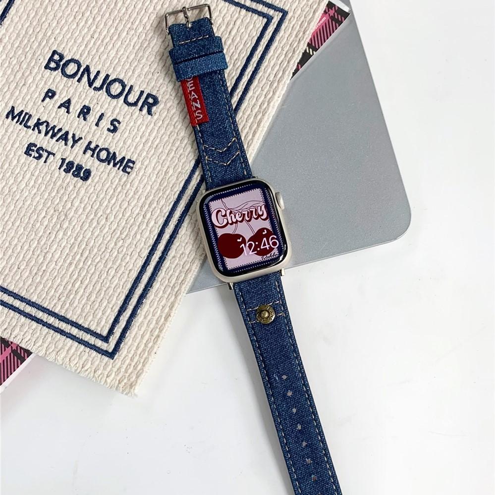 Moda Denim Kanvas Bant Apple Watch Serisi için Ultra 8 7 6 5 4 3 2 Se Toka Kayışı Iwatch 40 44mm 41 45mm 49mm Aksesuarları