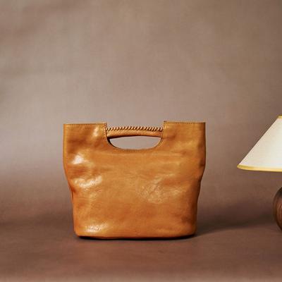 Modische Retro-Stil Echte Leder Eimer Tasche Damen Vollnarbig Creme Pflanzlich Gerbte Rindsleder Handtasche Umhängetasche