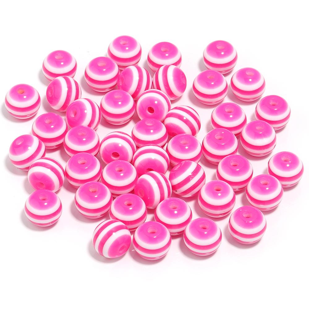 50-100pcs/lot 6 8 10 12mm Resin Round Beads Colored Stripes Spaced Beads For DIY Craft Bracelet Phone Chains Making Accessories