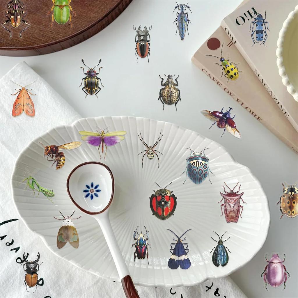 PET Transparent Insect Realistic Nature Decals for DIY Water Phone Laptops 50-Pack Stickers, Waterproof, Scrapbooks, Crafts, Albums, Journals,