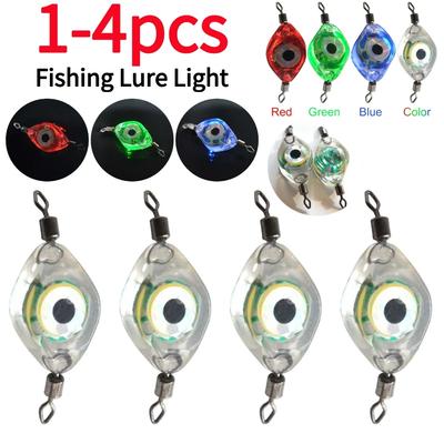 1-4pcs Mini Fishing Lure Light LED Attracting Fish Light Underwater Eye Shape Fishing Squid Fishing Bait Luminous Lure