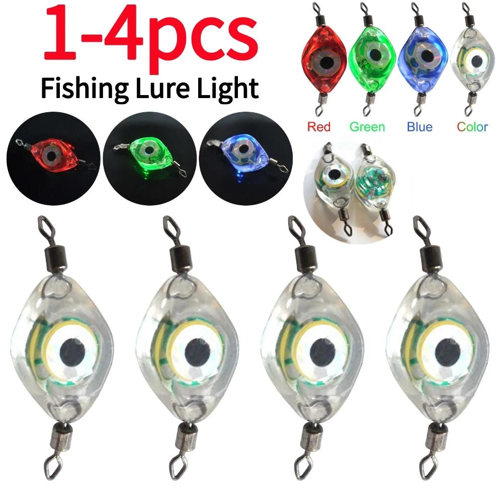 1-4pcs Mini Fishing Lure Light LED Attracting Fish Light Underwater Eye Shape Fishing Squid Fishing Bait Luminous Lure