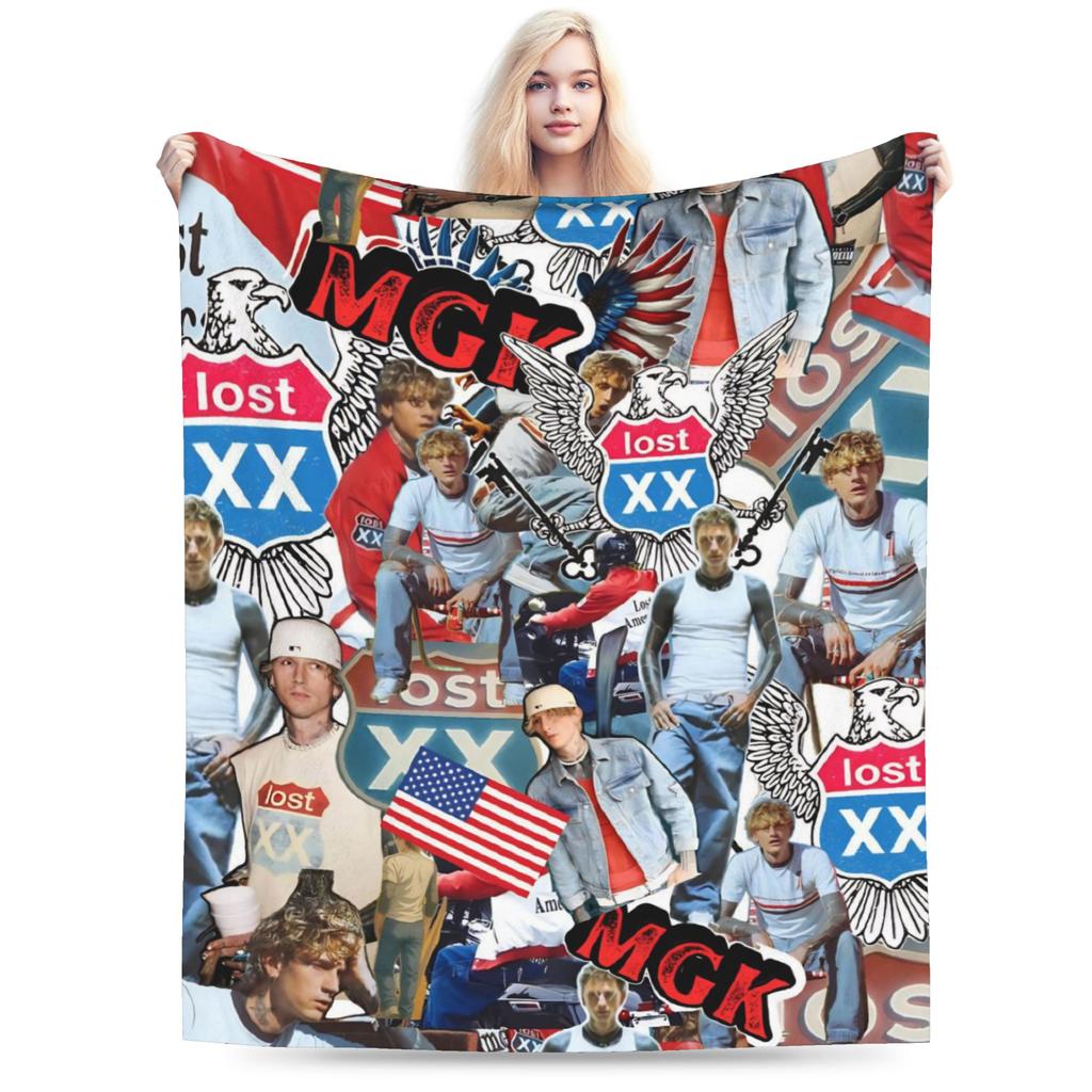 Nová MGK Lost Americana Tour - Lehká tenká flanelová deka, útulná přehozová deka, pratelná v pračce