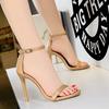 Fashion New Europe America Simple Summer Women Sandals Suede Hollow High Heels Stiletto Fashion One Word Belt Grace Solid Color 829-1