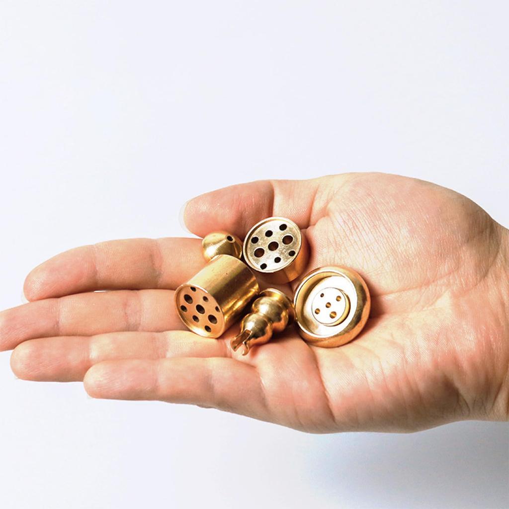 YiyiLai 4-Piece Brass Mini Incense Holder Set, Includes Stick and Swirl Incense Holder, Relaxing Incense Rest for Graves and Buddhist Altars, and