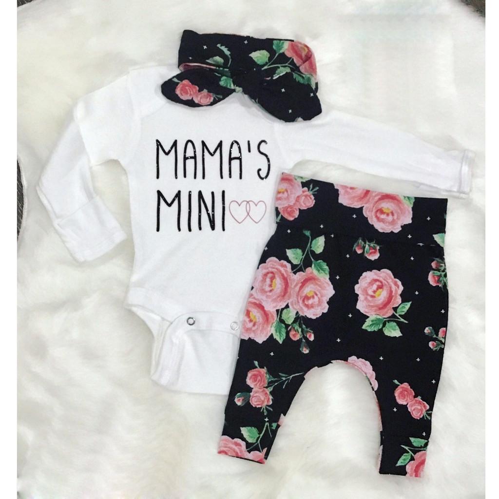 

(Курица Кунг Пао)Комбинезон с буквенным принтом для новорожденных девочек, топы, штаны с цветочным принтом, комплект одежды с повязкой на голову